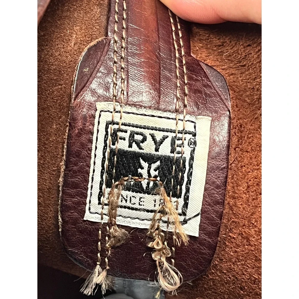 Frye Harness 12R Boots Mens 11 Brown Leather Biker Western Square Toe Distressed